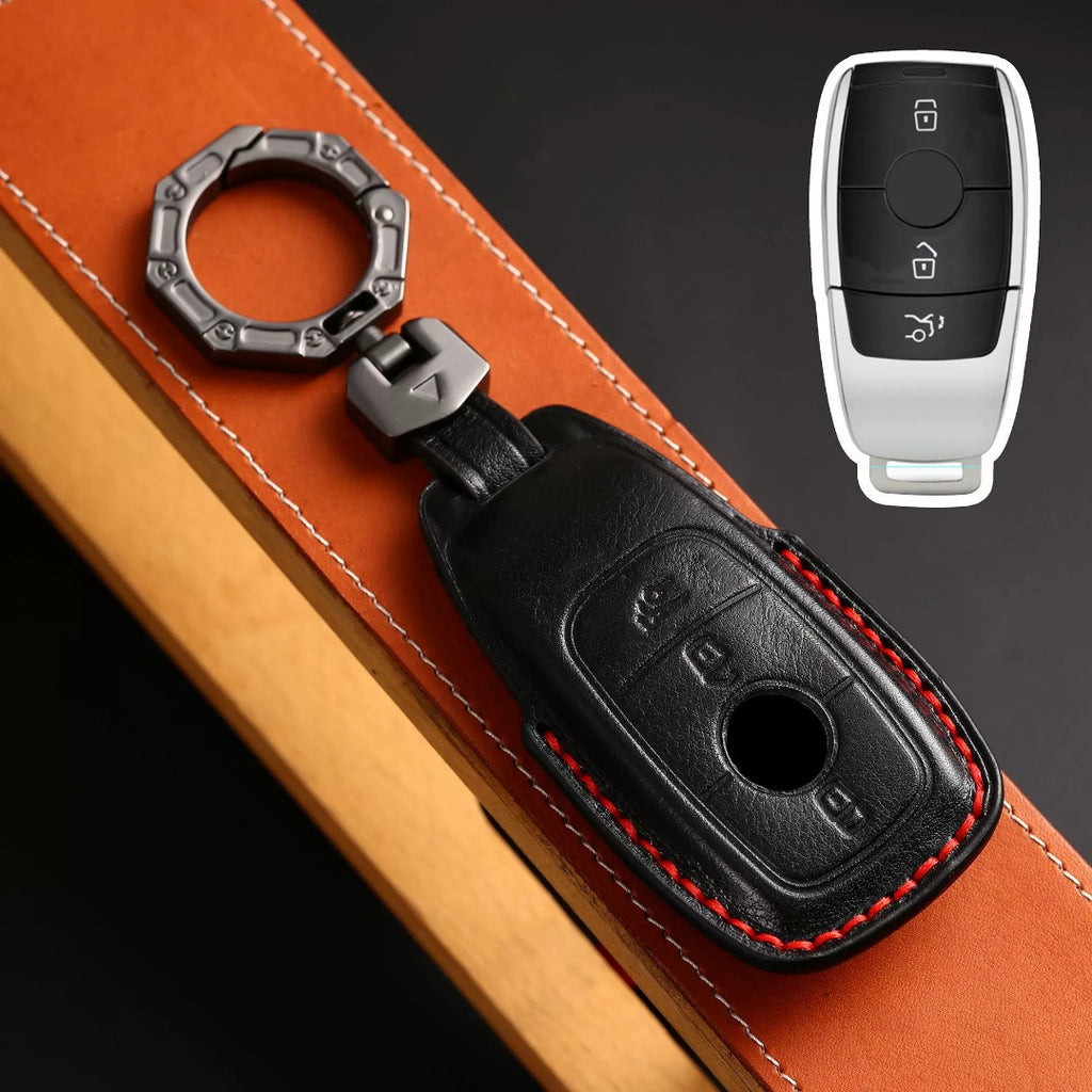 Carsine Luxury Mercedes-Benz/Maybach Leather Key Cover | Premium Protection for All Models Black / C