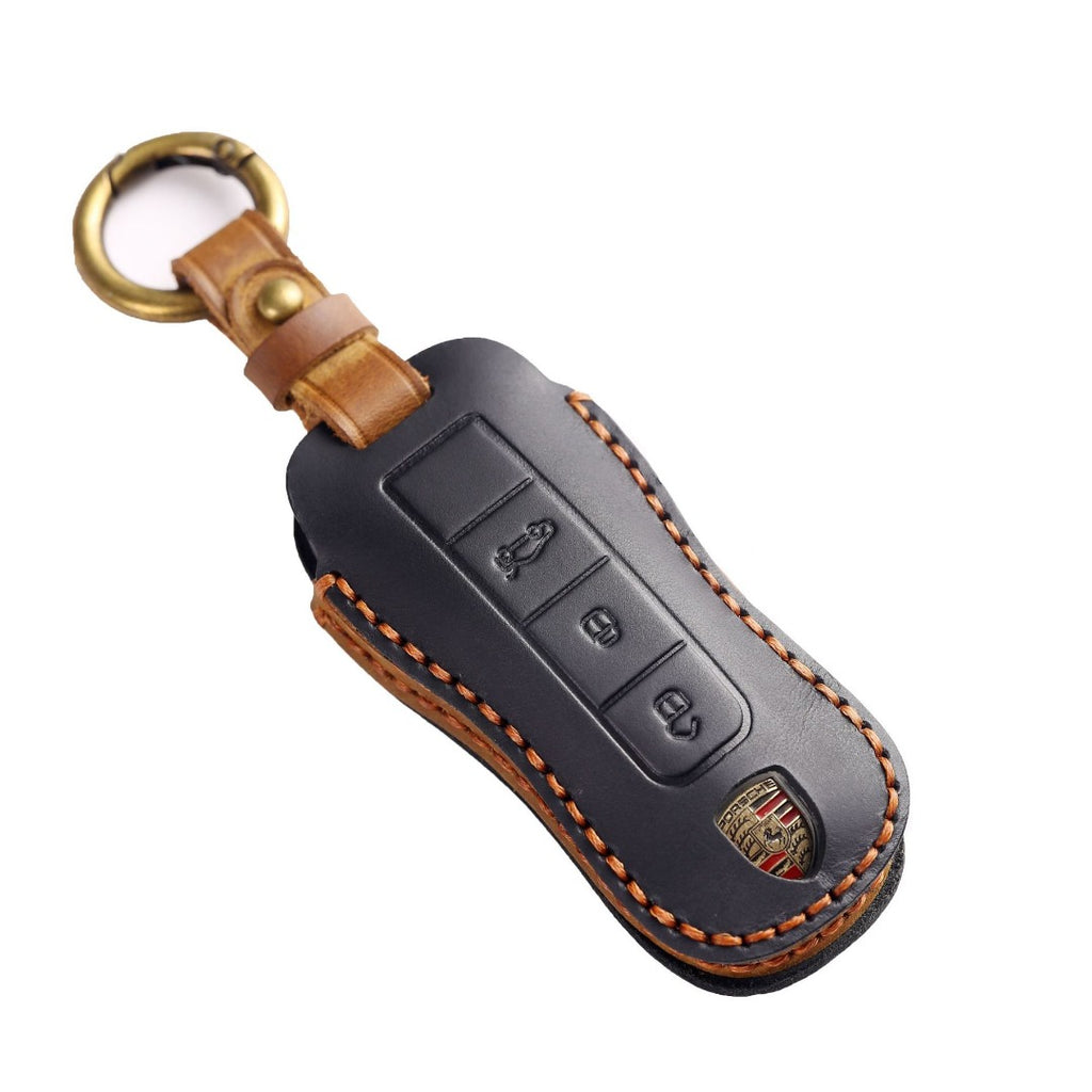 Carsine Porsche Leather Car Key Cover Black