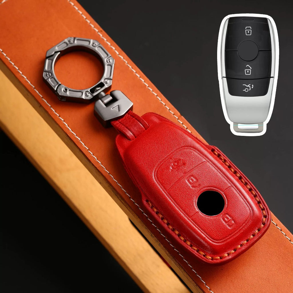 Carsine Luxury Mercedes-Benz/Maybach Leather Key Cover | Premium Protection for All Models Red / C