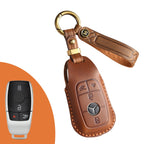 Carsine Mercedes Benz Leather Car Key Cover 3,4 Button Brown / 4 Button