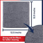 Carsine Microfiber Cleaning Cloth - 12 Packs 12.6"x12.6" - High Performance - 1200 Washes, Ultra Absorbent Towels Weave Grime & Liquid for Streak-Free Mirror Shine - Car Washing Cloth Grey