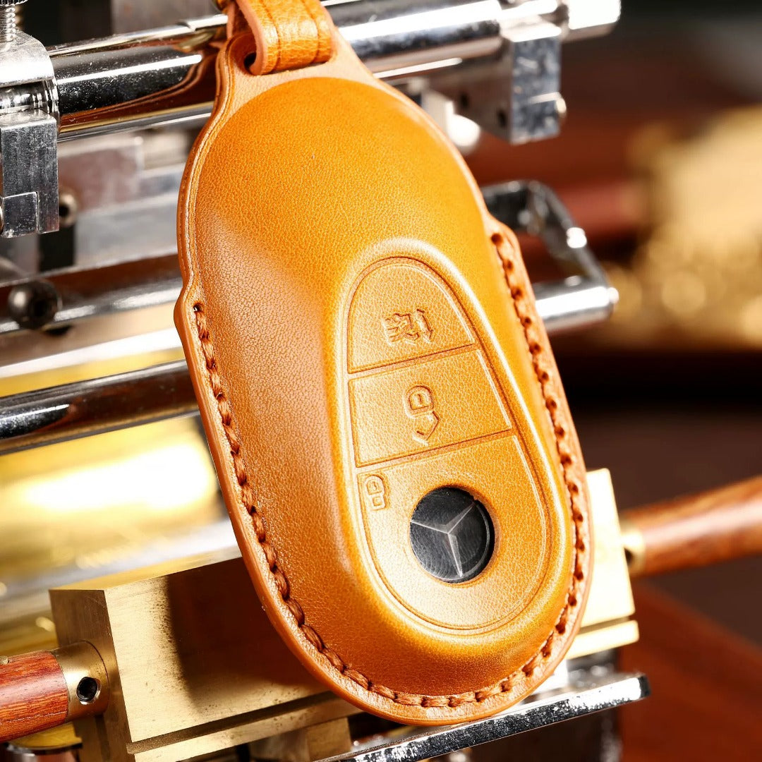 Carsine Luxury Mercedes-Benz/Maybach Leather Key Cover | Premium Protection for All Models Brown / B