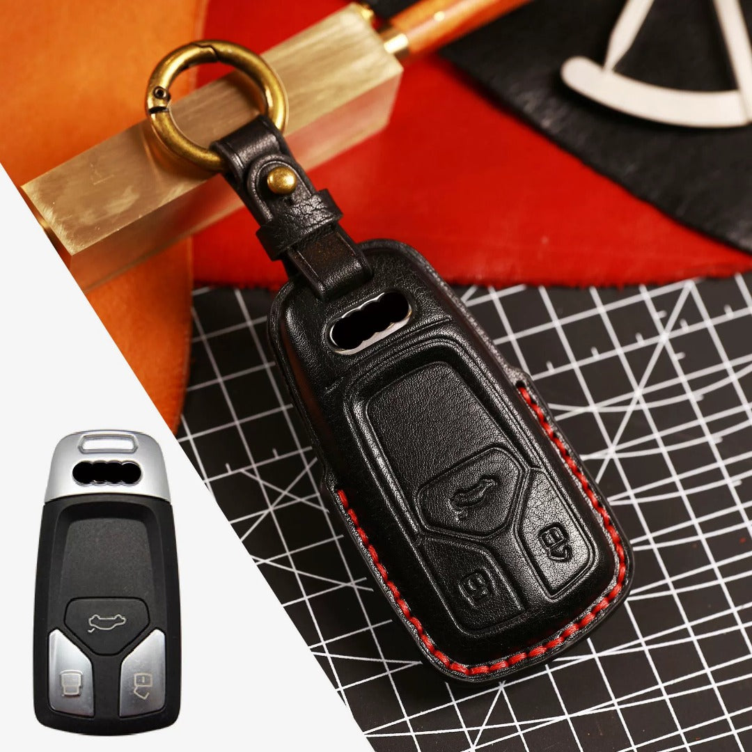 Premium Audi Leather Car Key Cover - Luxury Protection & Custom Fit for Audi Keys