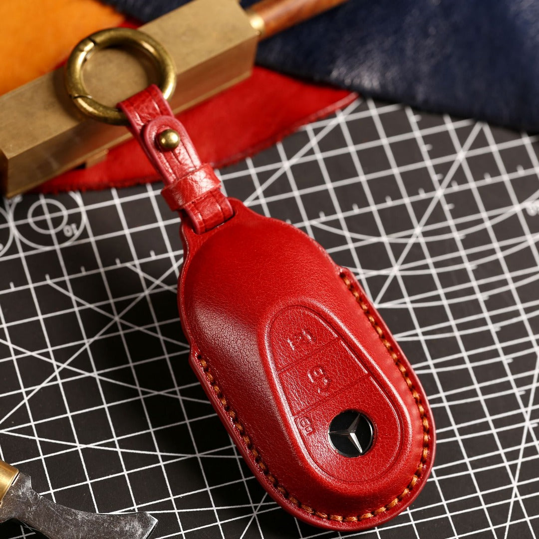 Carsine Luxury Mercedes-Benz/Maybach Leather Key Cover | Premium Protection for All Models Brown / B