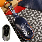 Carsine Luxury Mercedes-Benz/Maybach Leather Key Cover | Premium Protection for All Models Blue / A