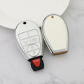 Carsine Jeep Dodge Chrysler Car Key Cover Silver Edge White / Key case