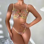 Ensemble soutien-gorge et string fleuris, deux pièces