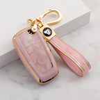 Carsine Ford Car Key Case Gold Inlaid With Jade Pink / Key case + strap