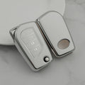 Carsine Toyota Car Key Cover Silver Edge White / Key case