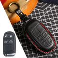 Carsine Jeep Leather Car Key Cover 4 Button Black / 4 Button