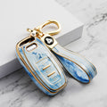 Carsine Audi Car Key Case Gold Inlaid With Jade Blue / Key case + strap
