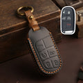 Carsine Jeep Cherokee Grand Commander Compass Leather Car Key Cover 5 Button Black / 5 Button