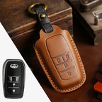 Carsine Toyota Leather Car Key Cover Brown / Type A