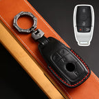 Carsine Luxury Mercedes-Benz/Maybach Leather Key Cover | Premium Protection for All Models Black / D