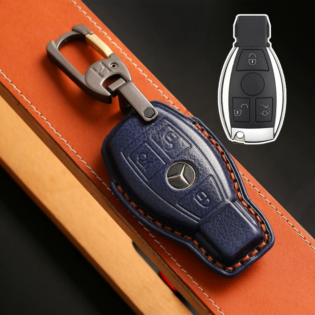 Carsine Luxury Mercedes-Benz/Maybach Leather Key Cover | Premium Protection for All Models Blue / B