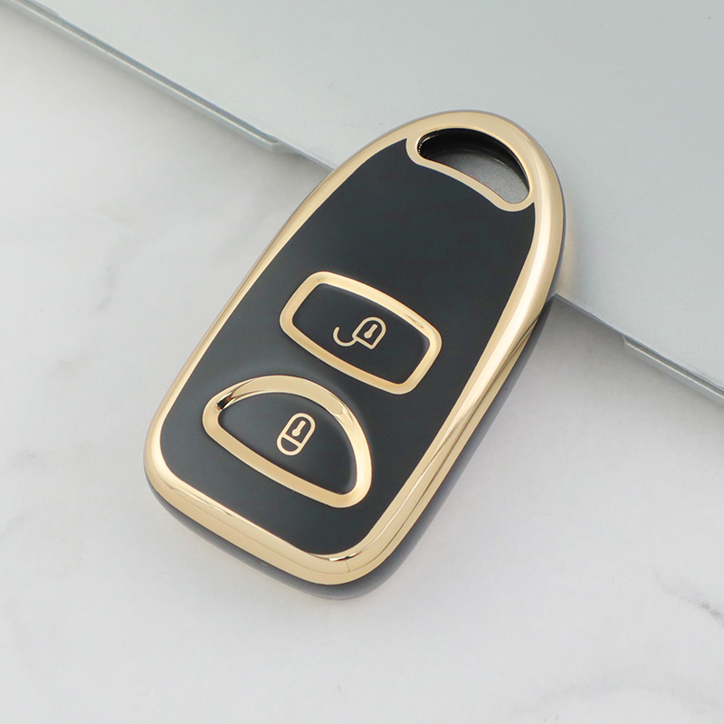 Carsine Golden Edge TPU key fob cover for Kia Soul Niro - front view
