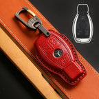 Carsine Luxury Mercedes-Benz/Maybach Leather Key Cover | Premium Protection for All Models Red / B