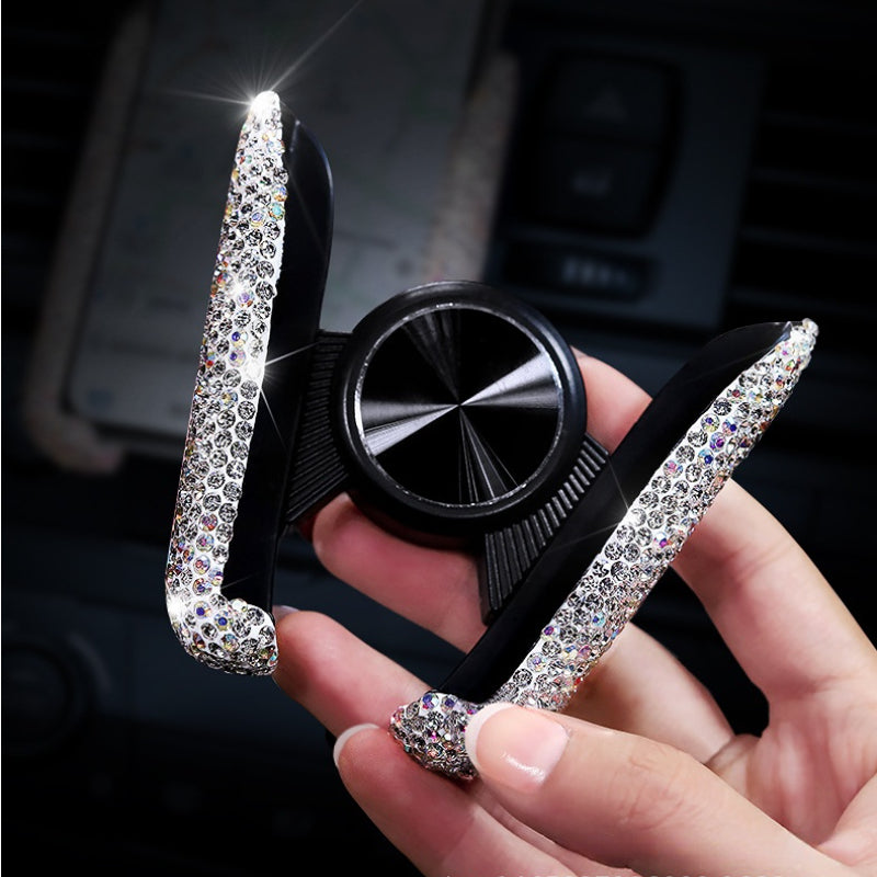 Carsine Rhinestone Car Phone Holder Inserted Or Adsorbed