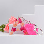 Carsine Pink Pompom 26 Alphabets Keychain A