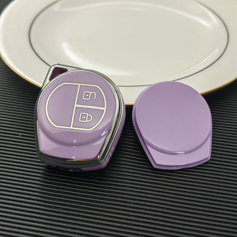 Carsine Suzuki Car Key Case Golden Edge Silver purple