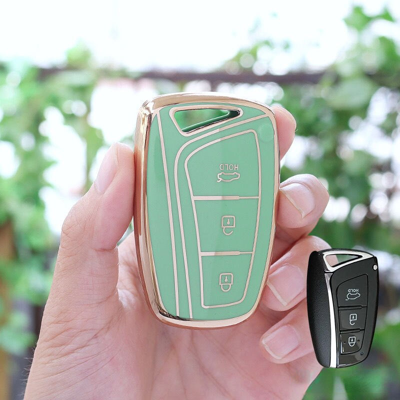 Carsine Hyundai Car Key Case Golden Edge Green / Key case