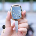 Carsine Honda Car Key Case Golden Edge 3 Buttons / Grey / Key case